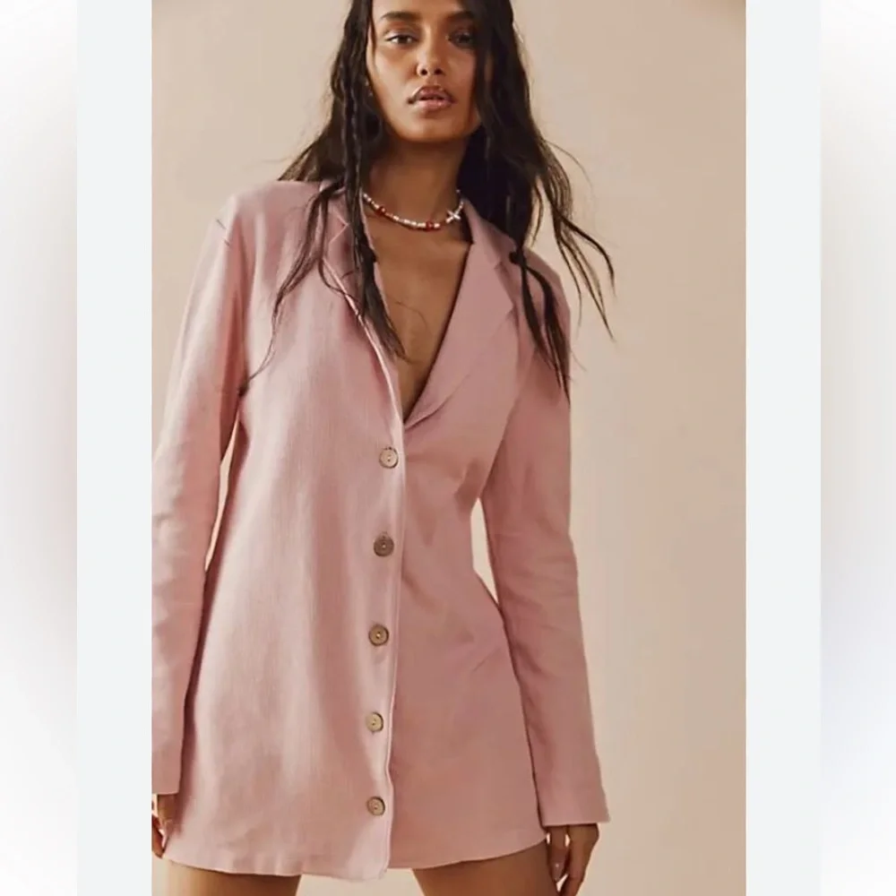 Free People Beach Lizzie Blazer Romper Pink Size XSmall - Picture 1 of 12